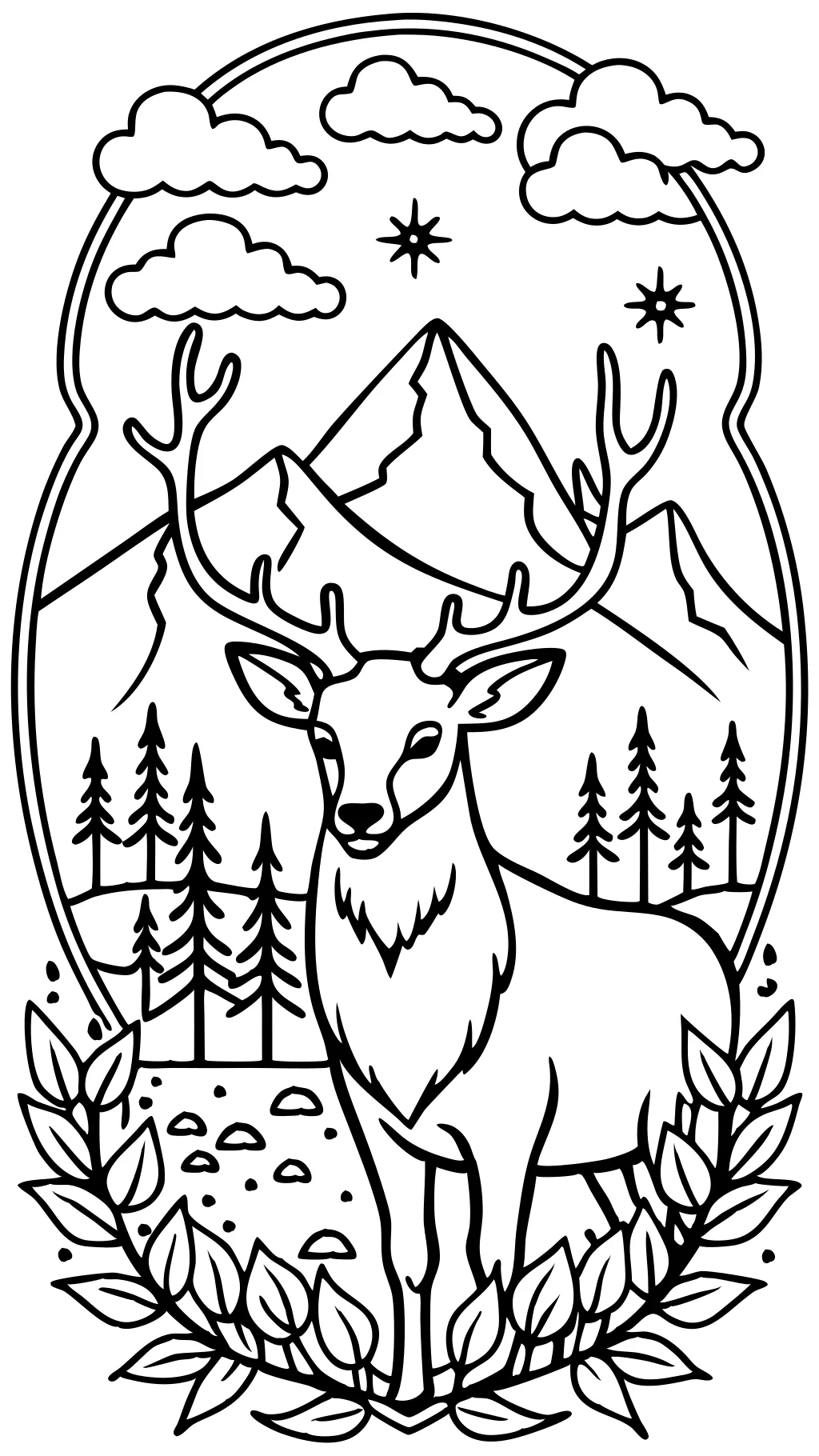 coloriages de mâles de cerf